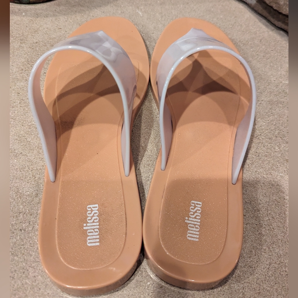 Melissa Essential Chic thong / flip flop sandal, beige, size 10 - Picture 3 of 8